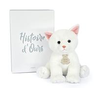 Histoire d'ours - Peluche Chaton - 18 cm - Blanc - Peluche Douce - HO3155 | Chaton 18 cm, coloris blanc, toucher doux, lavable à 30°C selon indications, compagnon câlin pour bébé et enfant