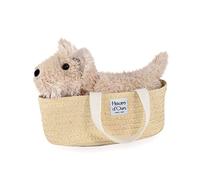 Histoire d'Ours - Peluche Chien Fox - Les Petits Nomades - Ivoire - HO3153 | Chien Debout - Oreilles et Coussinets Ultra Doux - Panier de Transport Réutilisable - Lavable à 30° - Idée Cadeau Naissance