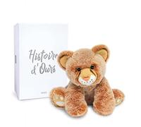 HISTOIRE D'OURS - Petite Peluche Bébé Lion - 18 cm - Marron - Collection Terre Sauvage - Boite Cadeau - Peluche Douce & Réaliste pour Câlins Enfants - Idée Cadeau Anniversaire ou Naissance - HO3056