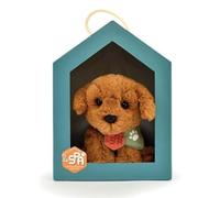 HISTOIRE D'OURS - Petite Peluche Chien Beige SPA - 16cm - Peluche Toute Douce à Adopter avec Boîte Forme Niche - Partenariat SPA - Idée Cadeau Solidaire pour Enfants et Adultes - SPA-CHIENMM