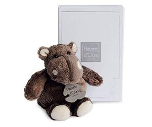HISTOIRE D'OURS - Petite Peluche Hippopotame -14 cm - Marron - Collection dans la Savane - Doudou Peluche Hippo très Doux - Idée Cadeau pour Bébés Filles et Garçons - Lavable à 30° - HO1059