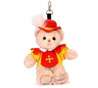 Histoire d'ours - Porte-Clés Doudou Ours Mousquetaire - PUY du Fou - LI4391 | 15 cm - Tunique Rouge et Cape - Lavable à 30° - Avec Mousqueton - Souvenir Médiéval - Licence Officielle - Cadeau Enfant