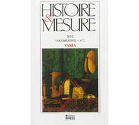 Histoire et mesure 27/2 - Collectif - Ecole Des Hautes Etudes En Sciences Sociales - broché - Revue