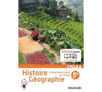 Histoire Géographie EMC 5e (2016) - Manuel élève Bimanuel Magnard : le manuel papier + la licence numérique Elève incluse. - Laurent Bonnet - Magnard - broché - Scolaire / Universitaire