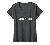 Histoire racontée T-Shirt avec Col en V, Femme, Chiné Foncé, S
