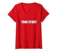 Histoire Vraie T-Shirt avec Col en V, Femme, Rouge, S