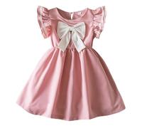 Histoires Calendrier de l'Avent Enfant Fille Manches Courtes Solide Bowknot Robes Robe Vêtements Colorés, Rose, 2-3 ans