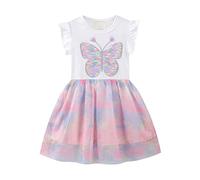 Histoires de l'Avent pour Adolescents Jupe Enfant Printemps Été Vêtements Enfants Manches Courtes Tricot Col Rond Jolie Robe Fille pour Fille Longueur, Rose, 6 ans