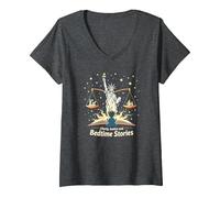 Histoires de liberté, de Justice et de Coucher T-Shirt avec Col en V, Femme, Chiné Foncé, M