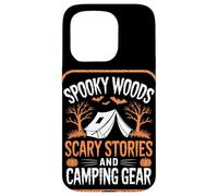 Histoires effrayantes de Spooky Woods, Camping en Camping-Car et Randonneur pour Halloween Coque pour iPhone 15 Pro
