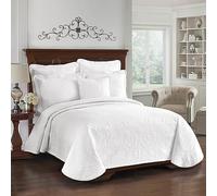 Historic Charleston King Charles Parure de lit Moderne en Matelas 100% Coton Respirant à Motif Floral pour très Grand lit/très Grand lit, Blanc