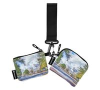 Historical District Lot de 2 porte-monnaie fins et portables avec dragonne pour femmes et filles, multicolore, 4.13"(L) x 3.5"(W), Accessoire de voyage