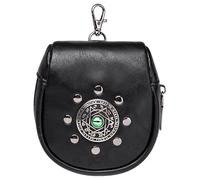 Historical Reenactment Pochettes de ceinture en cuir PU médiéval avec ornement en relief pour fêtes à thème, cosplay, festival, Noir , Beauté de masse