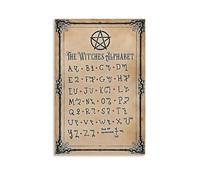 Historical Scripts Poster, Theban Alphabet Educational Wall Art, Vintage Gothic Decor for Study Room & Collection(Framed,08x12inch(20x30cm))