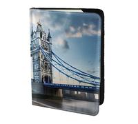 Historique Old Tower Bridge London Print Élégant Hommes Femmes 14 cm Passeport Voyage Document Portefeuille pour un rangement sécurisé, noir, One Size