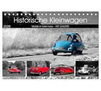 Historische Kleinwagen Made in Germany ART GALERIE (Tischkalender 2026 DIN A5 quer), CALVENDO Monatskalender: Kolorierte Fotografien von historische Kleinwagen aus Deutschland