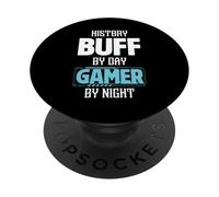 History Buff by Day Gamer by Night Costume pour historiens PopSockets PopGrip Adhésif