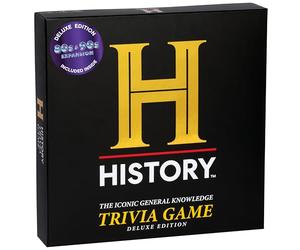 HISTORY Channel Trivia Board Game Deluxe Edition with 80s & 90s Expansion Pack - 2400+ General Knowledge Questions. Fun Party Card Game for Adults, Family & Teens in The Pursuit of Trivial Knowledge