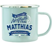 History & Heraldry Tasse en émail véritable Kerl Matthias - Personnalisable avec nom et inscription