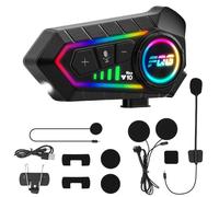 HISUEKIG 6.0 Intercom Moto Bluetooth Kit, Casque Moto Motocyclette Helmet Communication Systèmes, Kit Main Libre Moto Entre 2 Motards IP56 Étanche Compatible Tous Les Casques