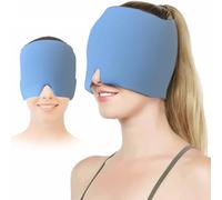 HISUNBEN Bonnet migraine relief cap, Réutilisable masque migraine et céphalées, headache hat les sinus et le stress, Compresse Chaud Froid Poche De Glace En Gel-Bleu
