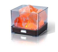 HISUNY Lampada di Sale dell'himalaya Naturale 100% Lampada Sale Himalayano Piccola, Himalayan Rosa Crystal Therapeutic Rock Minerale, Migliora il respiro e il sonno, Square
