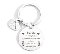 Hisxierng Cadeau Fete Des Mere Pour Marraine Parrain Porte Clef Idee Cadeau Parrain Marraine Bapteme Cadeaux Fete Des Peres Parrain Cadeaux Baptême Merci Noel Saint Valentin Paques De Ma filleule