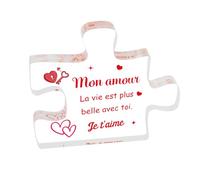 Hisxierng Cadeau Saint Valentin pour Homme Couple Acrylique Puzzle Cadeau St Valentin pour Son Copain Amoureux Cadeaux Copine Homme Amour Cadeaux Noel Couple Copine Amitié