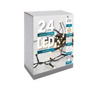 HiT Guirlande lumineuse à LED (24/48/96), fonctionne sur piles, avec minuteur et télécommande, câble vert, pour intérieur et extérieur, Blanc chaud/froid 24er + Fernbedienung