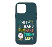 Hit Hard Run Fast Turn Left Baseball Funny Sport Mom Dad Coque pour iPhone 12 Mini