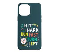Hit Hard Run Fast Turn Left Baseball Funny Sport Mom Dad Coque pour iPhone 13 Pro Max