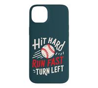 Hit Hard Run Fast Turn Left Baseball Funny Sport Mom Dad Coque pour iPhone 14 Plus