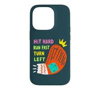 Hit Hard Run Fast Turn Left Baseball Funny Sport Mom Dad Coque pour iPhone 14 Pro