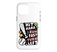 Hit Hard Run Fast Turn Left Baseball Funny Sport Mom Dad Coque pour iPhone 16 Pro Max