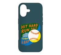 Hit Hard Run Fast Turn Left Baseball Funny Sport Mom Dad Coque pour iPhone 17