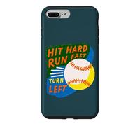 Hit Hard Run Fast Turn Left Baseball Funny Sport Mom Dad Coque pour iPhone 7 Plus/8 Plus