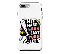 Hit Hard Run Fast Turn Left Baseball Funny Sport Mom Dad Coque pour iPhone 7 Plus/8 Plus