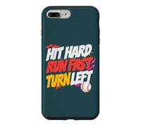 Hit Hard Run Fast Turn Left Baseball Funny Sport Mom Dad Coque pour iPhone 7 Plus/8 Plus