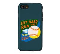 Hit Hard Run Fast Turn Left Baseball Funny Sport Mom Dad Coque pour iPhone SE (2020) / 7/8