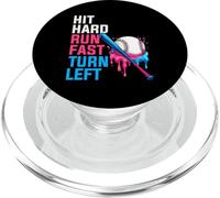 Hit Hard Run Fast Turn Left Baseball Goutte Glace Goutte PopSockets PopGrip pour MagSafe