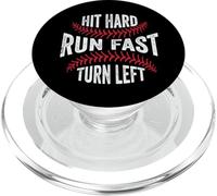 Hit Hard Run Fast Turn Left Joueur de Baseball Amusant PopSockets PopGrip pour MagSafe