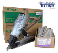 Hitachi cloueur d'ancrage pneumatique cloueur à peigne NR50AK 40-50mm + clous d'ancrage 4,0x50mm 1000 pièces