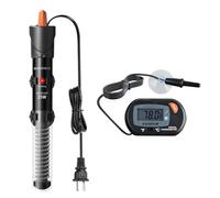 HiTauing Chauffage d'aquarium 25 W/50 W/100 W/200 W/300 W, bouton réglable, chauffage d'aquarium avec thermomètre numérique, chauffe-réservoir submersible Betta/Tortue pour réservoirs d'eau douce et