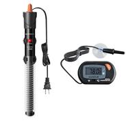 HiTauing Chauffage d'aquarium 25 W/50 W/100 W/200 W/300 W, bouton réglable, chauffage d'aquarium avec thermomètre numérique, chauffe-réservoir submersible Betta/Tortue pour réservoirs d'eau douce et