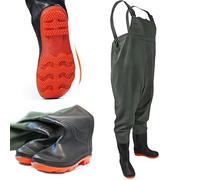 Hitbaits Omega Waders Taille 45 - Pantalon de pêche 100 % imperméable en caoutchouc avec semelle antidérapante, bretelles réglables, pantalon de pêche en PVC pour homme, bottes de pêche pour la pêche