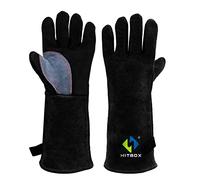 HITBOX Gants de soudage en cuir de vachette 14" - Résistant à la chaleur 932°F - Convient pour Arc, Tig, Mig