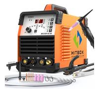 HITBOX Poste à souder TIG 6 en 1 AC/DC, 200 A, fonction pulsée, technologie onduleur IGBT, contrôle numérique 2T/4T, nouvelle version pour aluminium, acier inoxydable et acier (HBT250P AC/DC)