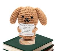 Hitburu Animaux Positifs au Crochet - Teckel Motivant Fait Main Symbole d'Encouragement - Décoration Positive Inspiration pour Pâques Anniversaire Noël Cadeau Réconfortant