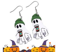 Hitburu Boucles d'Oreille Fantôme Halloween - Pendantes Effrayantes,Pendants d'Oreille Fantôme Suspendus - pour les Filles les Femmes et les Dames pour Costume Fête Tenue Mariage et Danse