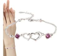 Hitburu Bracelet Cœur en Argent | Bracelet Charme Ajustable en Forme de Cœur,Accessoire Fille Pour Noël Demoiselle d'Honneur Fête des Mères Petite Amie Saint-Valentin